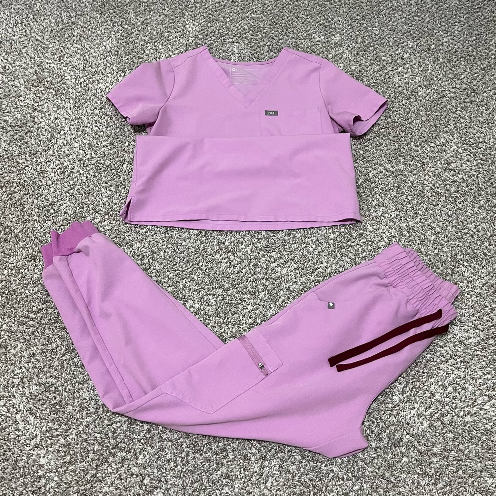 Figs Pink Scrub Top and Bottom